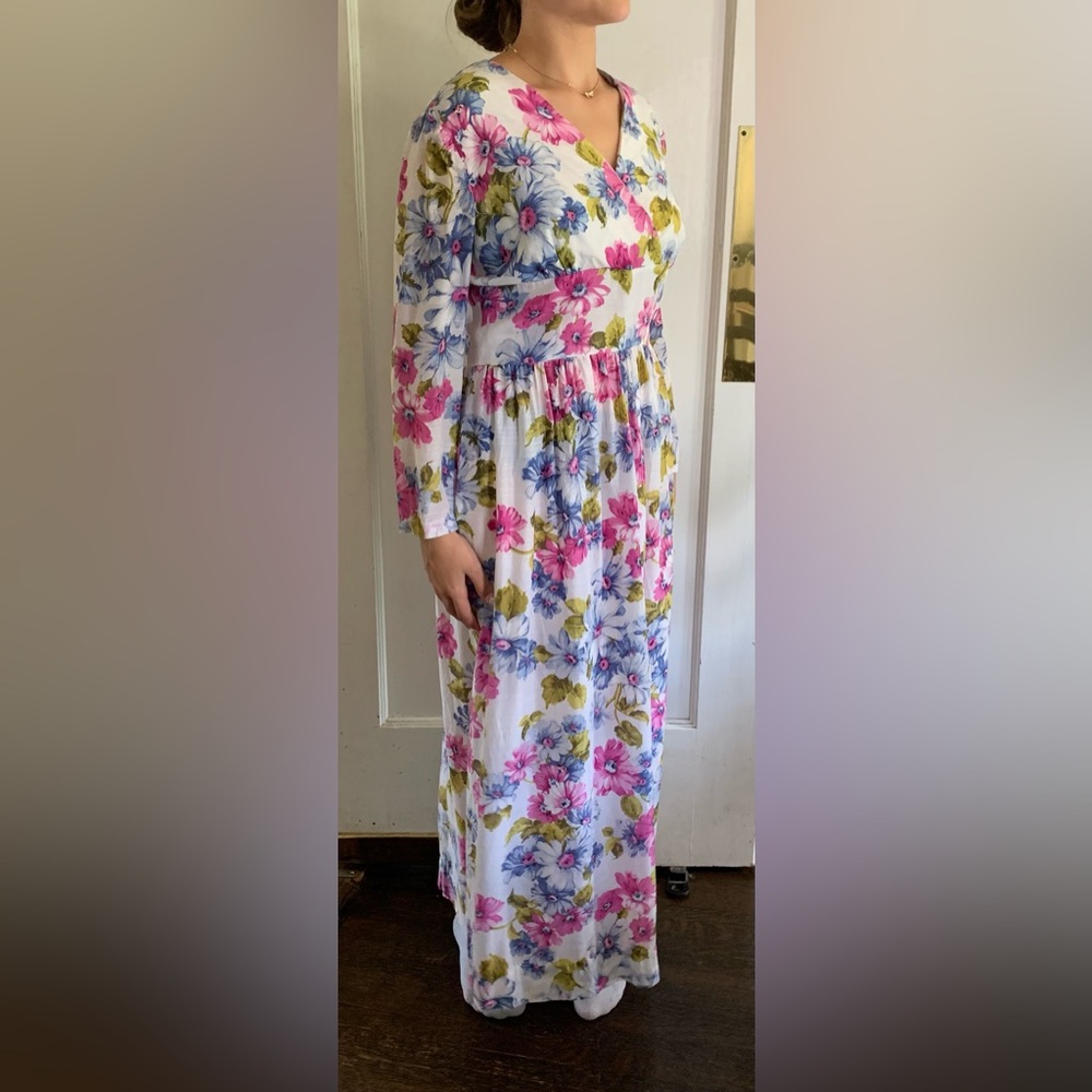 Vintage Floral Maxi Dress 80s S/M Cottagecore Cottage Hippy*